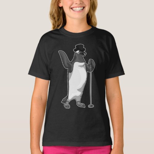 Penguin Singer Microphone Music T_Shirt
