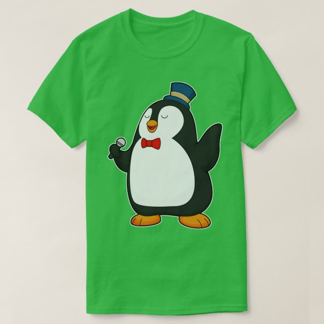 Penguin Singer Microphone T-Shirt (Design Front)