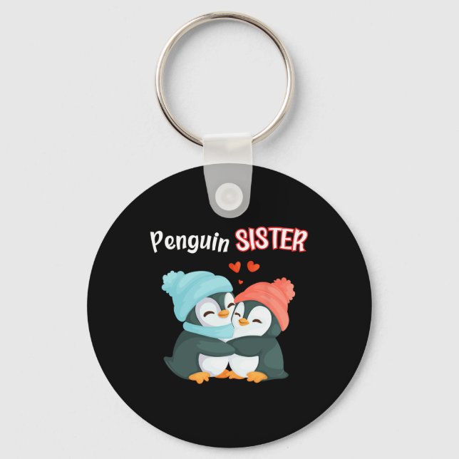 Penguin Sister - Sibling's Funny &amp; Cute Daught Keychain (Front)