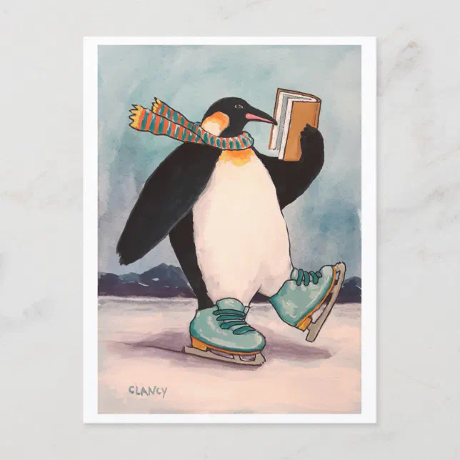 Pinguin-Weihnachtskarte über Weißem Plakat | Premium Vektor