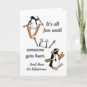 Penguin Ski Adventure Holiday Card