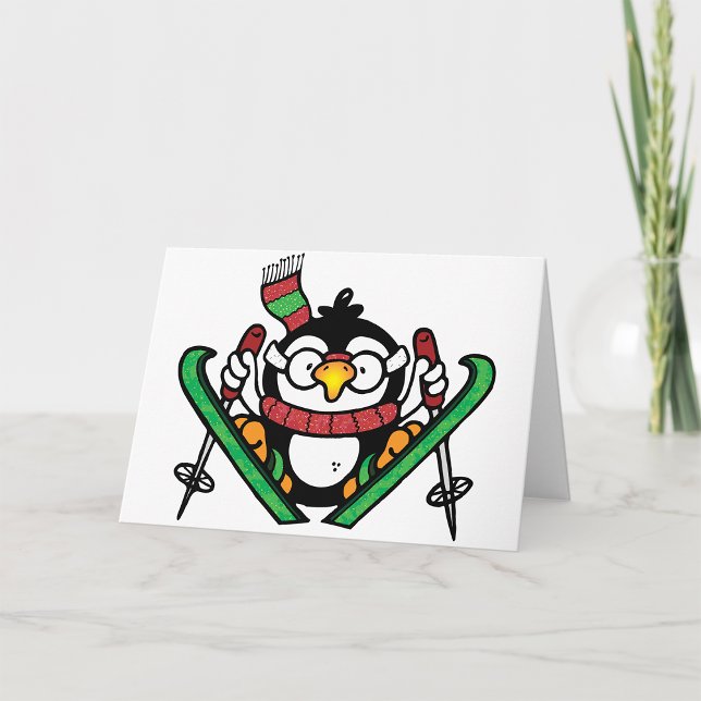 Penguin Ski Jumping Greeting Cards (Creator Uploaded)
