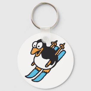 penguin ski keychain