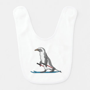 Penguin Skier Ski Baby Bib