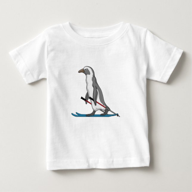 Penguin Skier Ski Baby T-Shirt (Front)