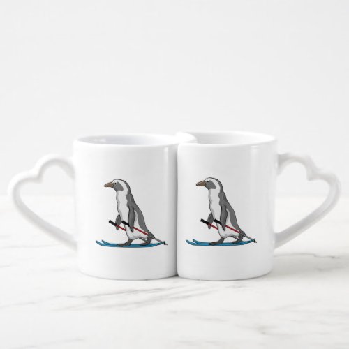 Penguin Skier Ski Coffee Mug Set