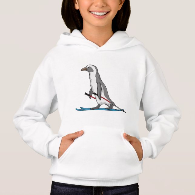 Penguin Skier Ski Hoodie (Front)