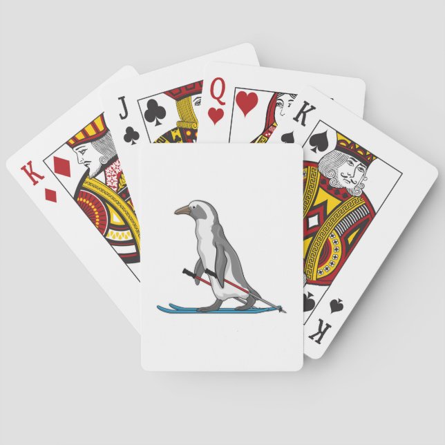 Penguin Skier Ski Poker Cards (Back)