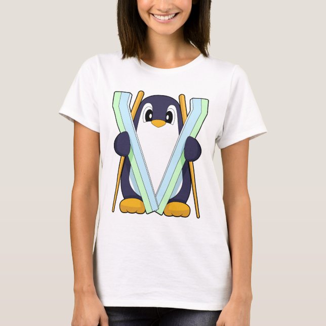 Penguin Skier Ski Winter sports T-Shirt (Front)