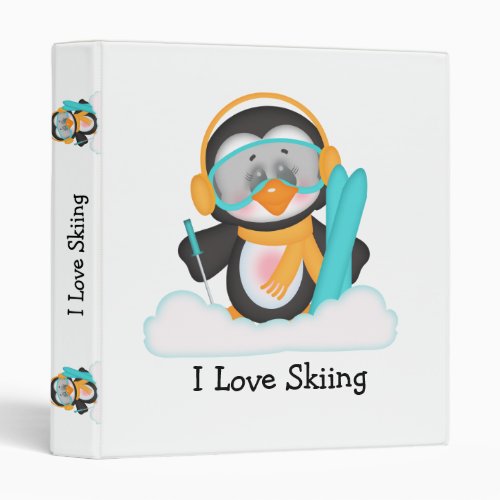Penguin Skiing 3 Ring Binder