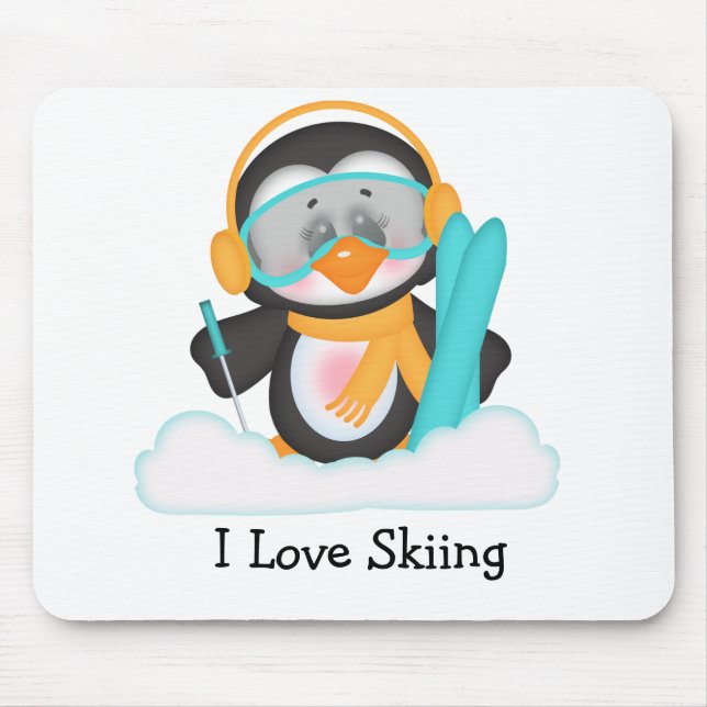 Penguin Skiing Mouse Pad (Front)