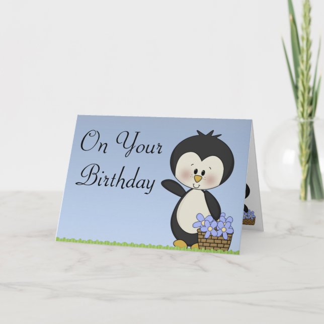 Penguin Smiles Happy Birthday Card (Front)