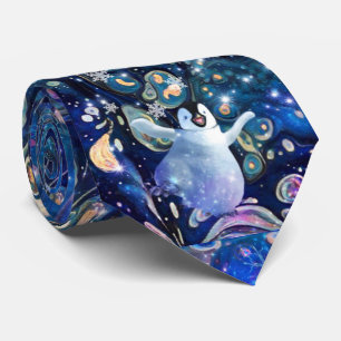 Penguin snow flake Neck Tie. Neck Tie
