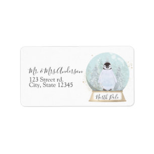 Penguin Snow Globe Winter Address Label Christmas