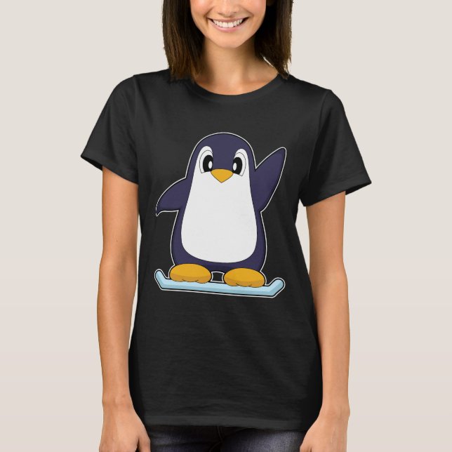 Penguin Snowboarder Snowboard Winter sports T-Shirt (Front)