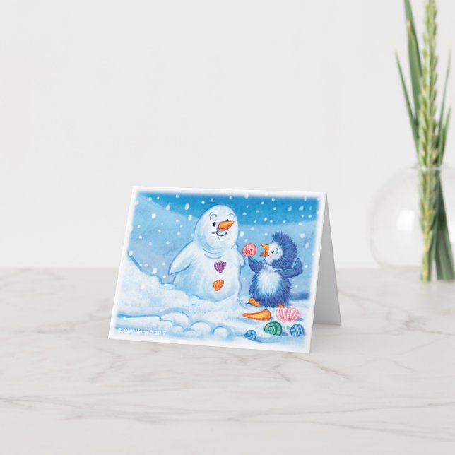 Penguin & Snowman large Christmas card (Front)