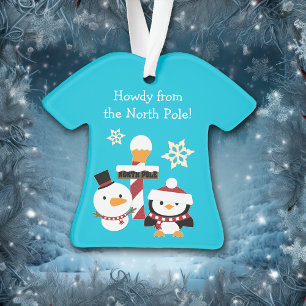 Penguin Snowman North Pole Kids Christmas Ornament