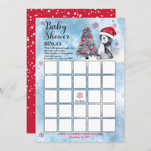 Penguin Snowman Winter Boy Baby Shower Bingo Card