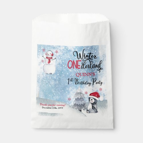 Penguin  Snowman Winter ONEderland 1st Birthday Favor Bag