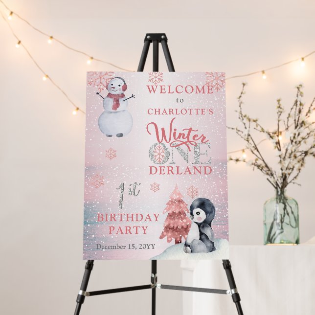 Penguin | Snowman Winter ONEderland 1st Birthday Foam Board (In Situ (Stand))