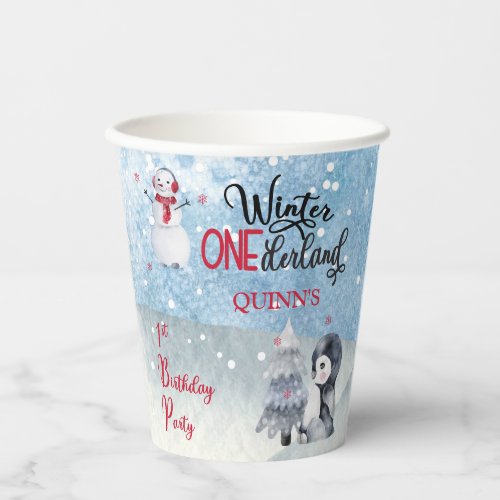 Penguin  Snowman Winter ONEderland 1st Birthday  Paper Cups