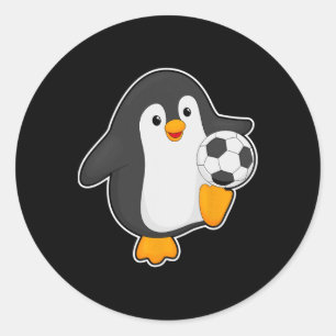 Penguin Soccer Player Soccer Sports Classic Round Sticker