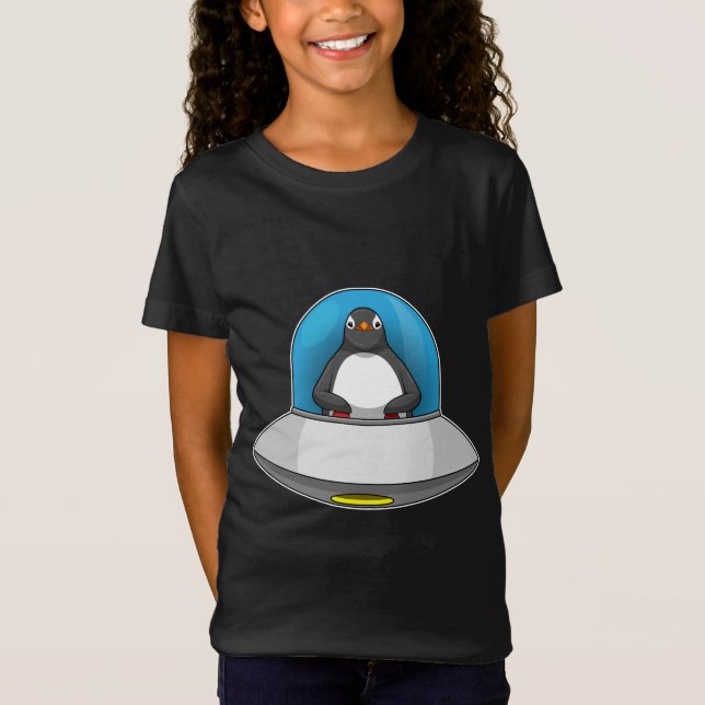 Penguin Spaceship Space T-Shirt (Front)