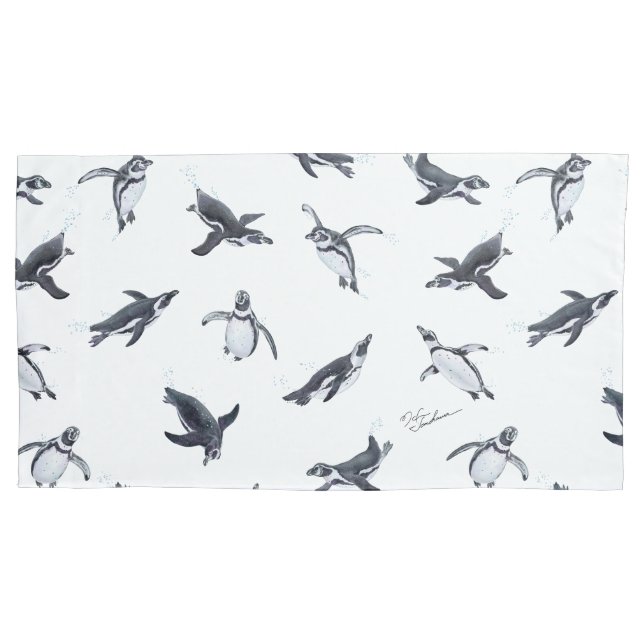 Penguin Squadron | Ocean Art Design Pillow Case (Front)