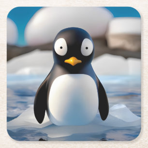Penguin Square Paper Coaster