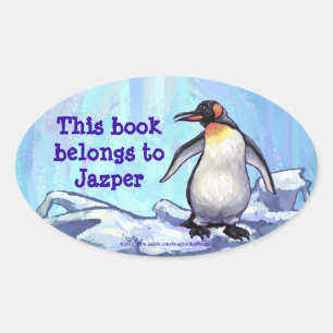 Penguin Stationery Oval Sticker