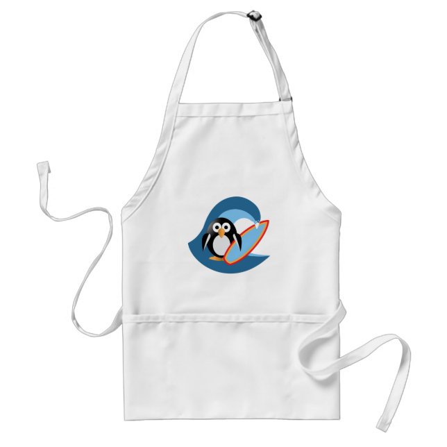 Penguin surfer adult apron (Front)