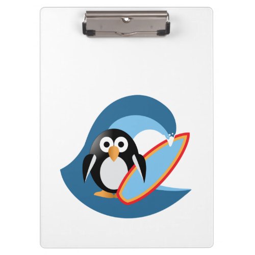 Penguin surfer clipboard