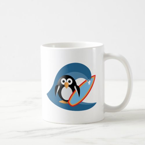 Penguin surfer coffee mug