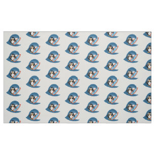Penguin surfer fabric