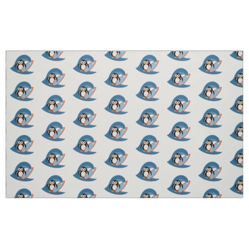 Penguin surfer fabric