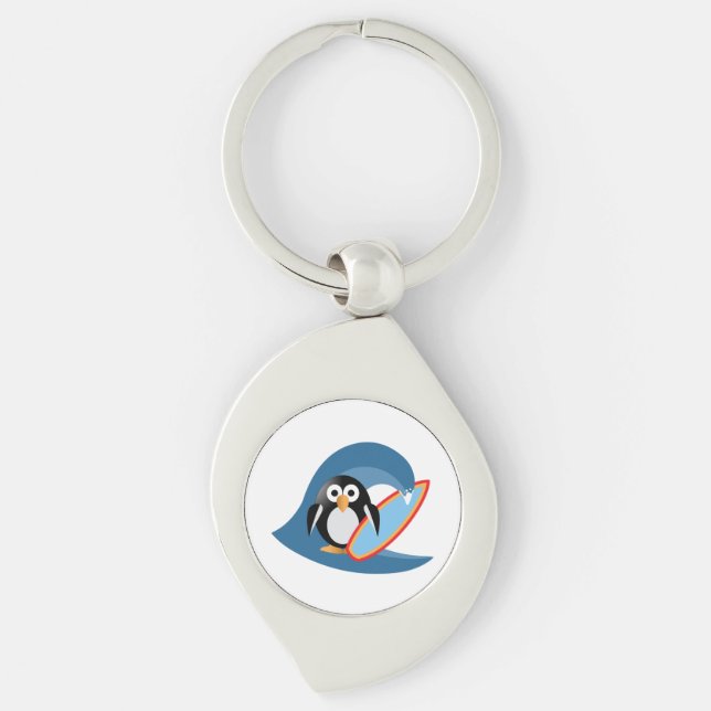 Penguin surfer keychain (Front)