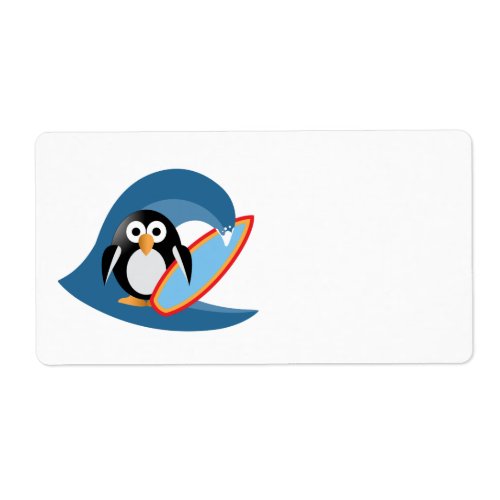 Penguin surfer label