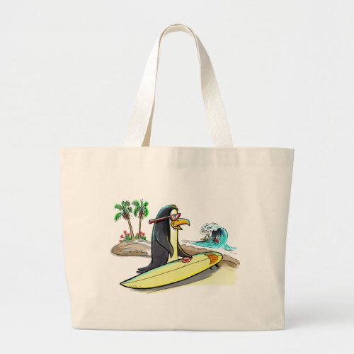 pEnGuIn sUrFeR Large Tote Bag