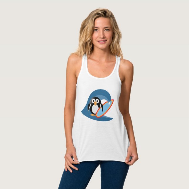 Penguin surfer tank top (Front Full)