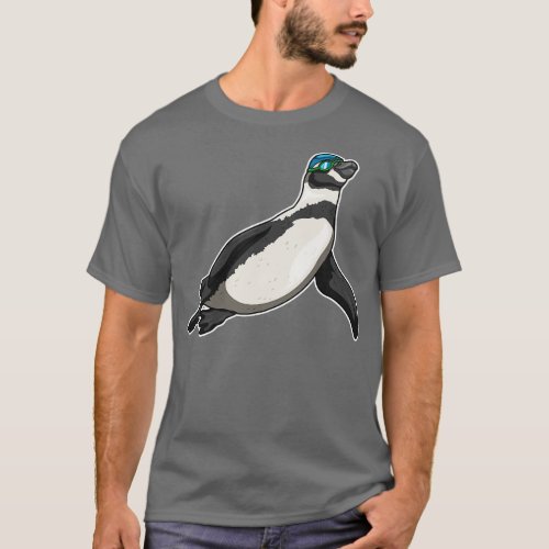 Penguin Swimming Swimming goggles T_Shirt