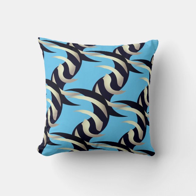 Penguin Swirl Throw Pillow (Front)
