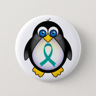 Penguin Teal Ribbon Awareness Button