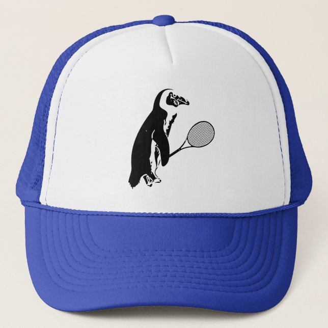 Penguin Tennis Player Trucker Hat (Front)