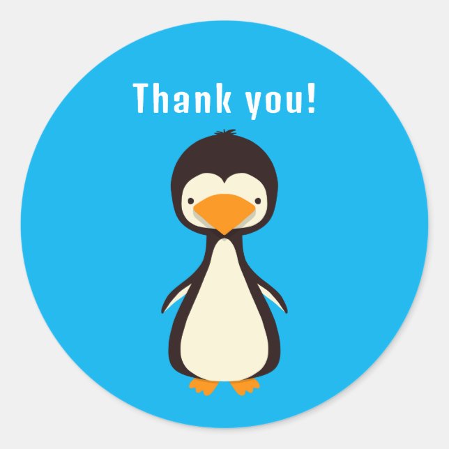 Penguin Thank you Classic Round Sticker (Front)