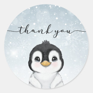 Penguin Thank you Favor Classic Round Sticker