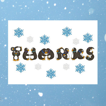 Penguin Thanks Snow Snowflake Winter Thank You by rebeccaheartsny at Zazzle