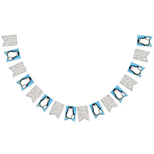 Penguin Theme Baby Shower Cute Bunting Flags