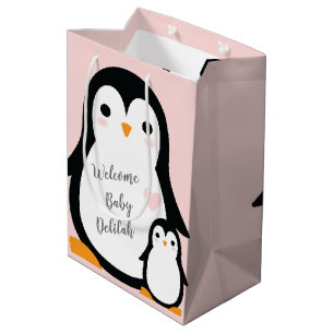 Penguin Theme Baby Shower Cute Medium Gift Bag