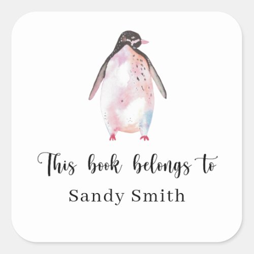 Penguin _ This book belongs to Square Sticker