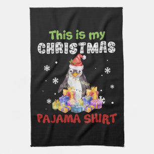Penguin This Is My Christmas Pajama Shirt Kitchen Towel